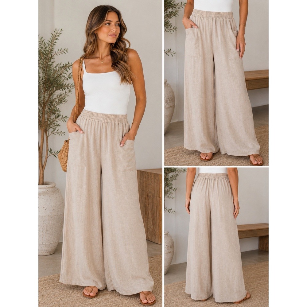 Zenana Wide Leg Palazzo Pants Medium Boho Earthy Beach